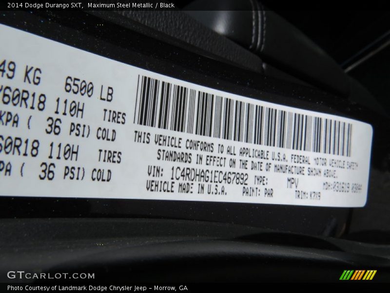 Maximum Steel Metallic / Black 2014 Dodge Durango SXT
