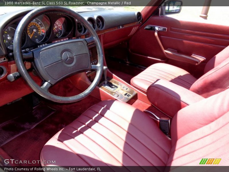 Champagne Metallic / Red 1988 Mercedes-Benz SL Class 560 SL Roadster