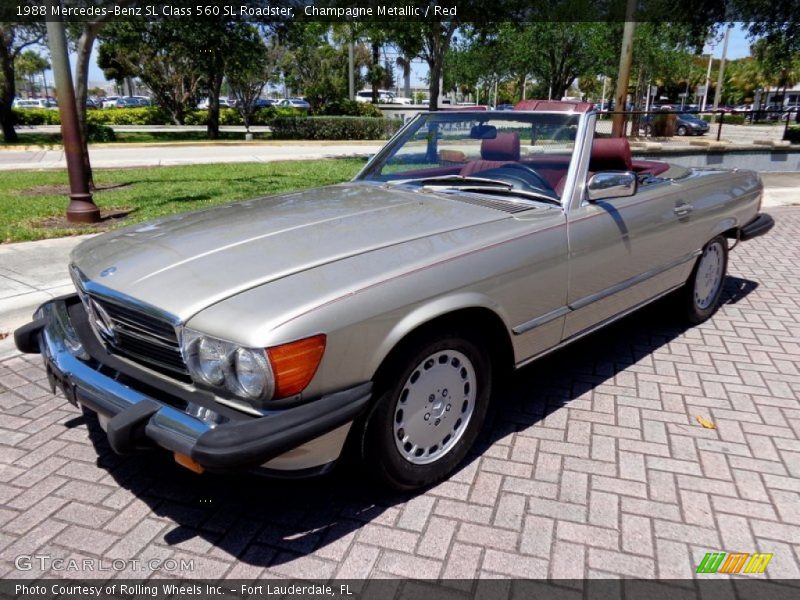 Champagne Metallic / Red 1988 Mercedes-Benz SL Class 560 SL Roadster