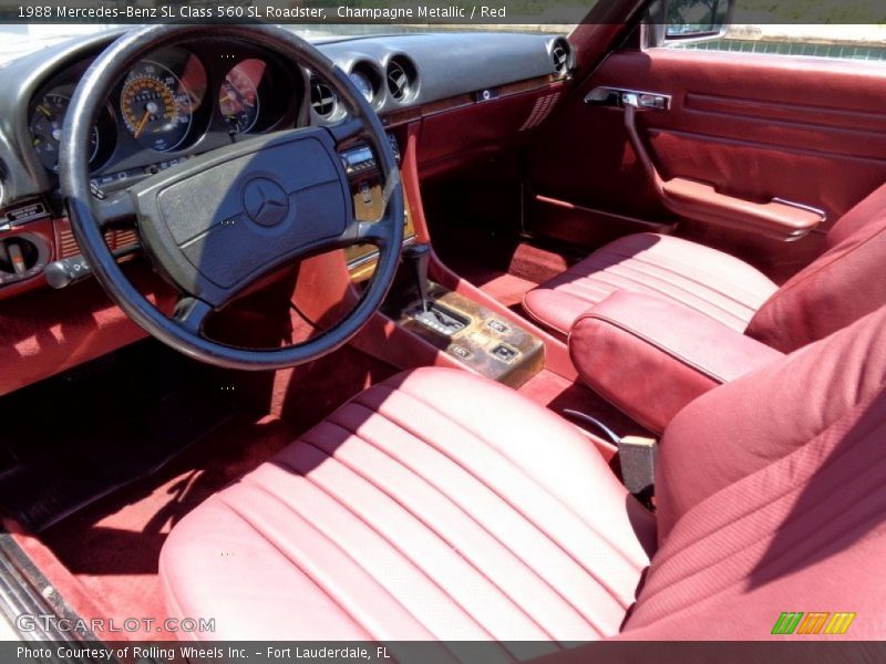 Champagne Metallic / Red 1988 Mercedes-Benz SL Class 560 SL Roadster