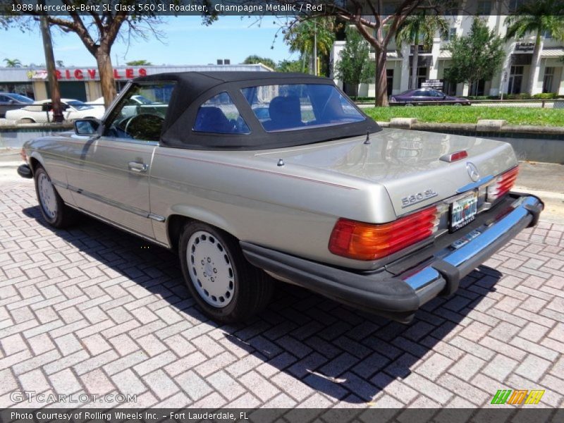 Champagne Metallic / Red 1988 Mercedes-Benz SL Class 560 SL Roadster