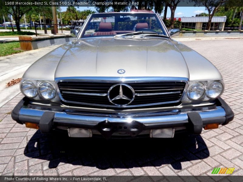 Champagne Metallic / Red 1988 Mercedes-Benz SL Class 560 SL Roadster