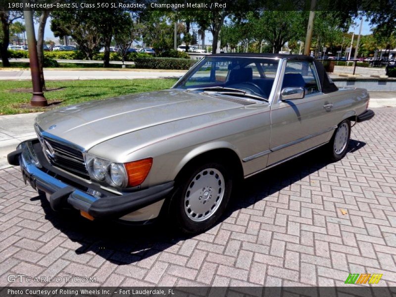 Champagne Metallic / Red 1988 Mercedes-Benz SL Class 560 SL Roadster