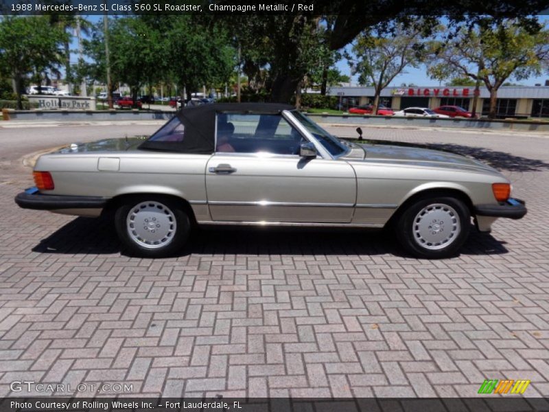 Champagne Metallic / Red 1988 Mercedes-Benz SL Class 560 SL Roadster