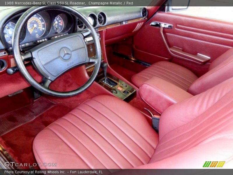 Champagne Metallic / Red 1988 Mercedes-Benz SL Class 560 SL Roadster