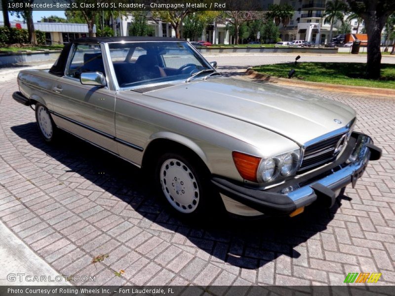 Champagne Metallic / Red 1988 Mercedes-Benz SL Class 560 SL Roadster