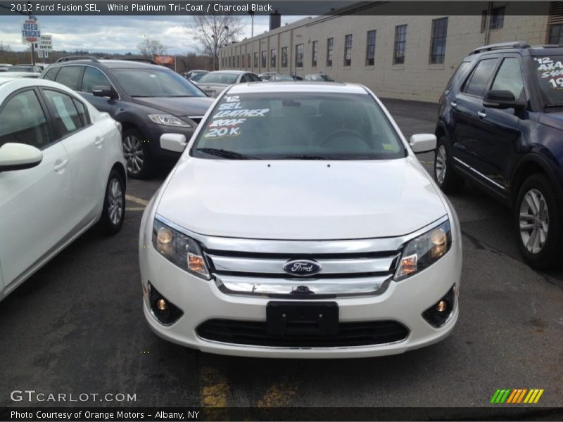 White Platinum Tri-Coat / Charcoal Black 2012 Ford Fusion SEL