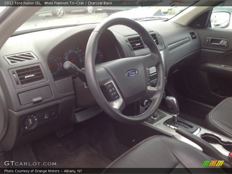 White Platinum Tri-Coat / Charcoal Black 2012 Ford Fusion SEL