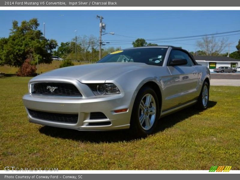 Ingot Silver / Charcoal Black 2014 Ford Mustang V6 Convertible