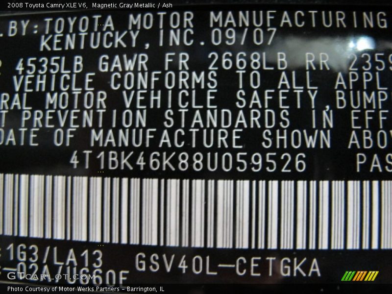 Magnetic Gray Metallic / Ash 2008 Toyota Camry XLE V6