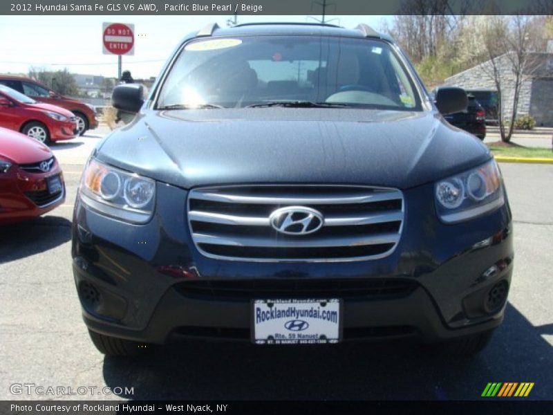 Pacific Blue Pearl / Beige 2012 Hyundai Santa Fe GLS V6 AWD