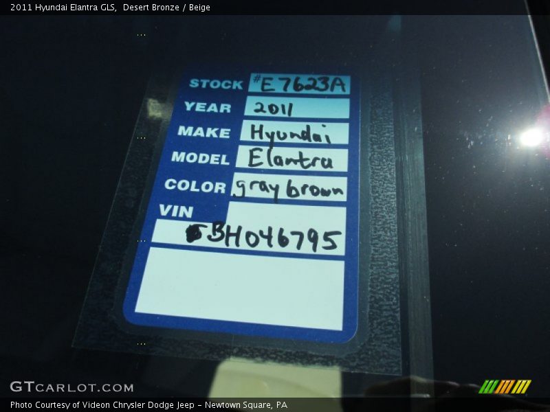 Desert Bronze / Beige 2011 Hyundai Elantra GLS