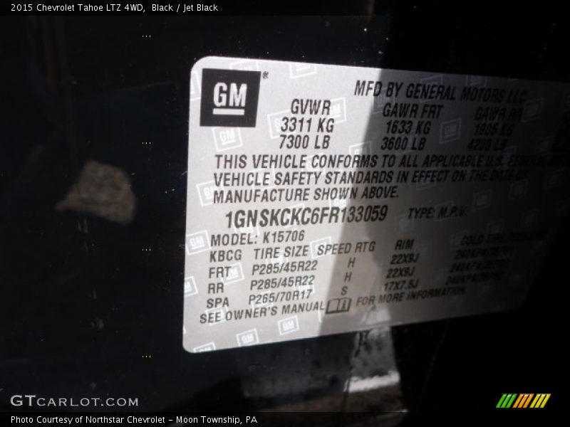 Black / Jet Black 2015 Chevrolet Tahoe LTZ 4WD