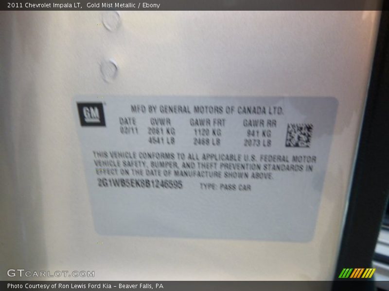 Gold Mist Metallic / Ebony 2011 Chevrolet Impala LT