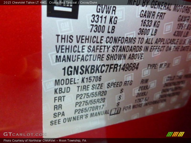 Crystal Red Tintcoat / Cocoa/Dune 2015 Chevrolet Tahoe LT 4WD