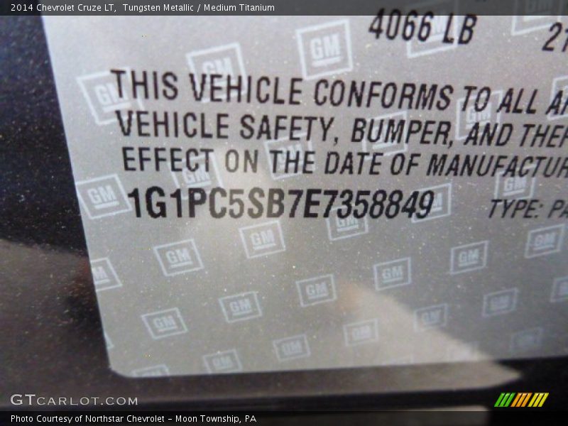 Tungsten Metallic / Medium Titanium 2014 Chevrolet Cruze LT