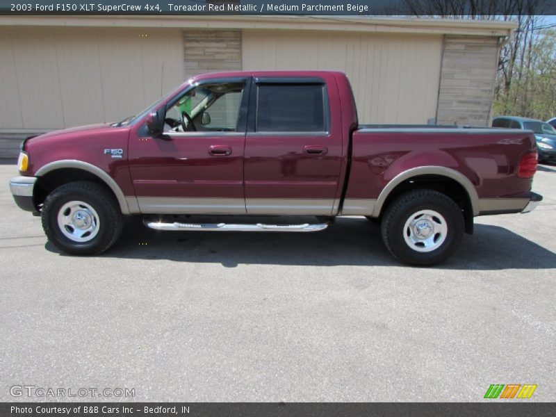 Toreador Red Metallic / Medium Parchment Beige 2003 Ford F150 XLT SuperCrew 4x4