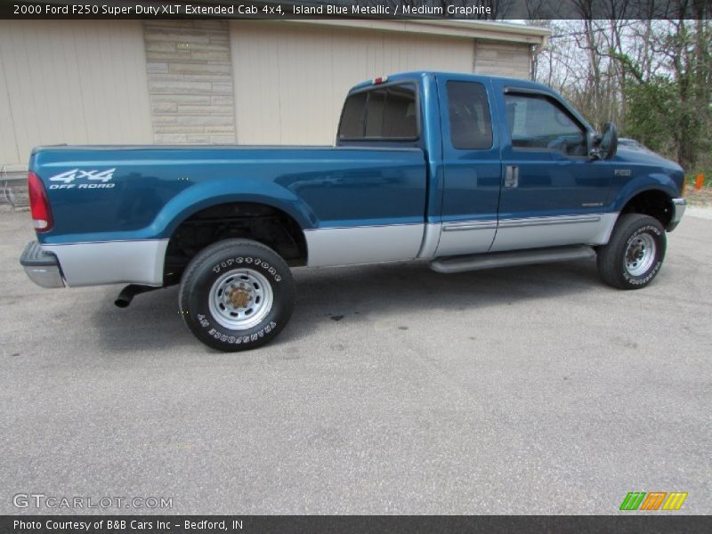Island Blue Metallic / Medium Graphite 2000 Ford F250 Super Duty XLT Extended Cab 4x4