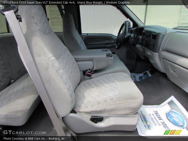 Island Blue Metallic / Medium Graphite 2000 Ford F250 Super Duty XLT Extended Cab 4x4