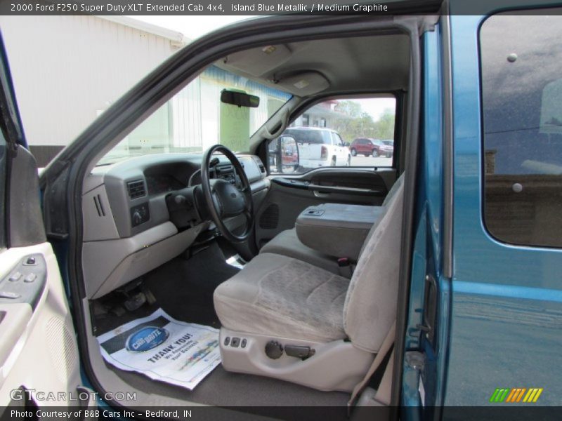 Island Blue Metallic / Medium Graphite 2000 Ford F250 Super Duty XLT Extended Cab 4x4