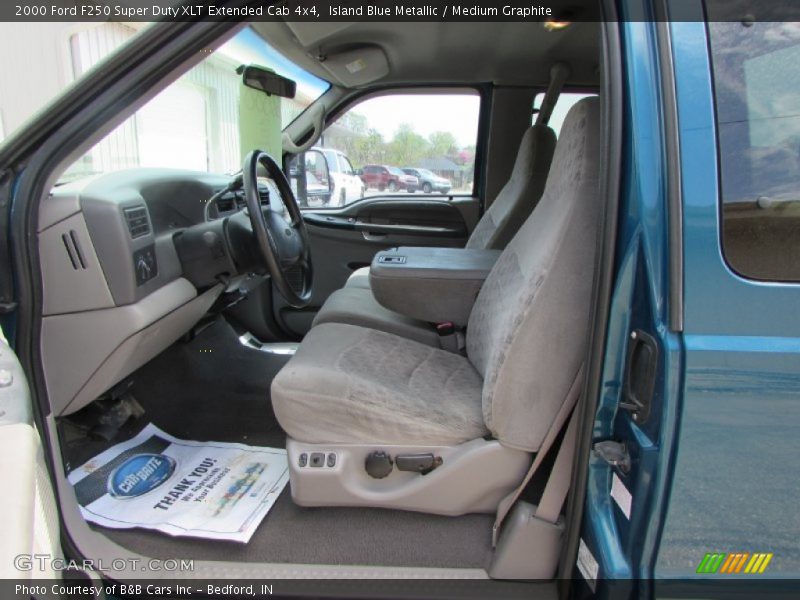 Island Blue Metallic / Medium Graphite 2000 Ford F250 Super Duty XLT Extended Cab 4x4