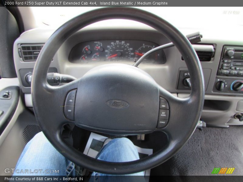 Island Blue Metallic / Medium Graphite 2000 Ford F250 Super Duty XLT Extended Cab 4x4