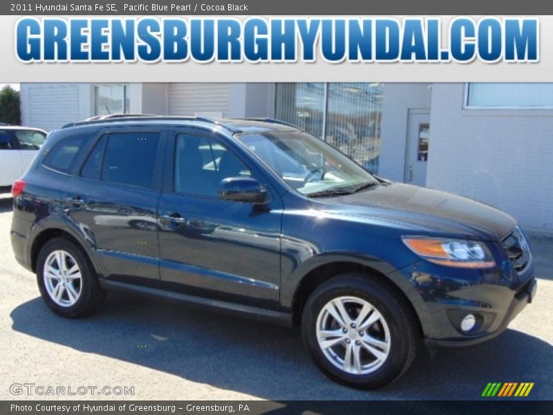 Pacific Blue Pearl / Cocoa Black 2011 Hyundai Santa Fe SE