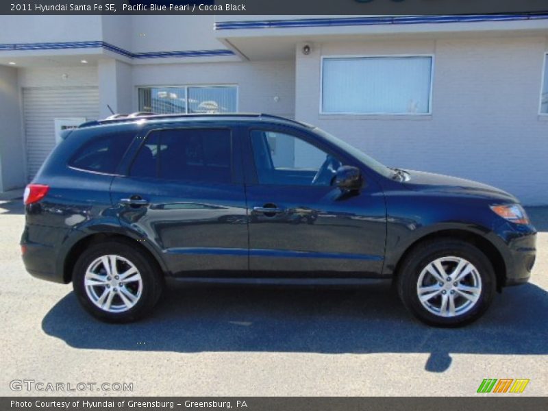 Pacific Blue Pearl / Cocoa Black 2011 Hyundai Santa Fe SE