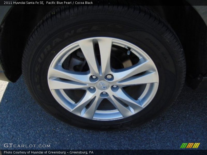 Pacific Blue Pearl / Cocoa Black 2011 Hyundai Santa Fe SE