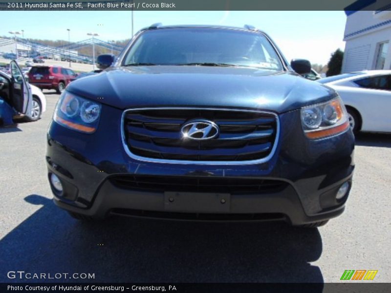 Pacific Blue Pearl / Cocoa Black 2011 Hyundai Santa Fe SE