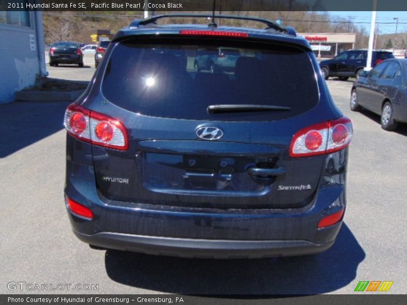 Pacific Blue Pearl / Cocoa Black 2011 Hyundai Santa Fe SE