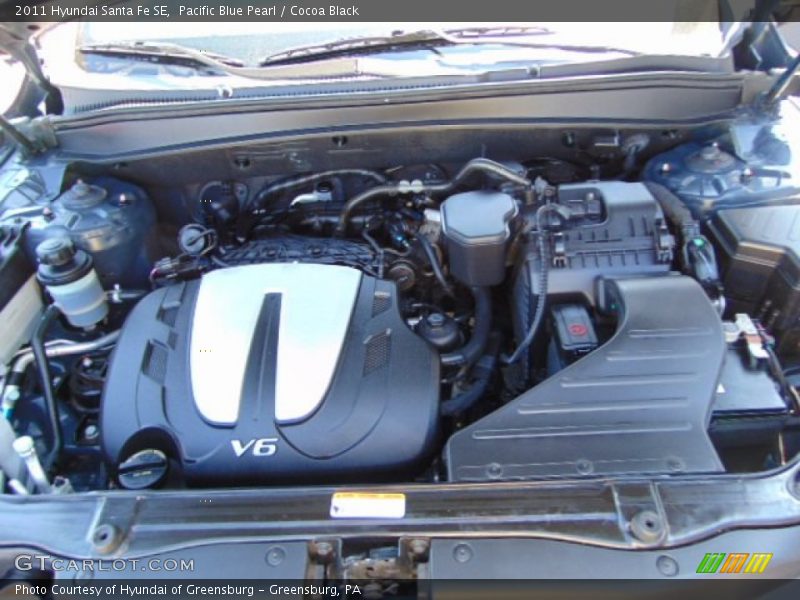 Pacific Blue Pearl / Cocoa Black 2011 Hyundai Santa Fe SE