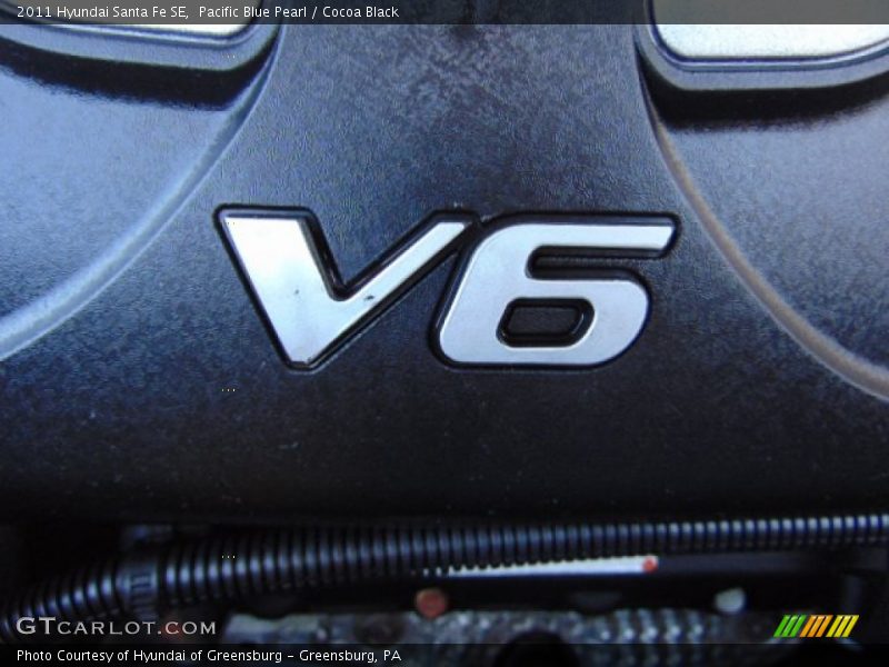 Pacific Blue Pearl / Cocoa Black 2011 Hyundai Santa Fe SE