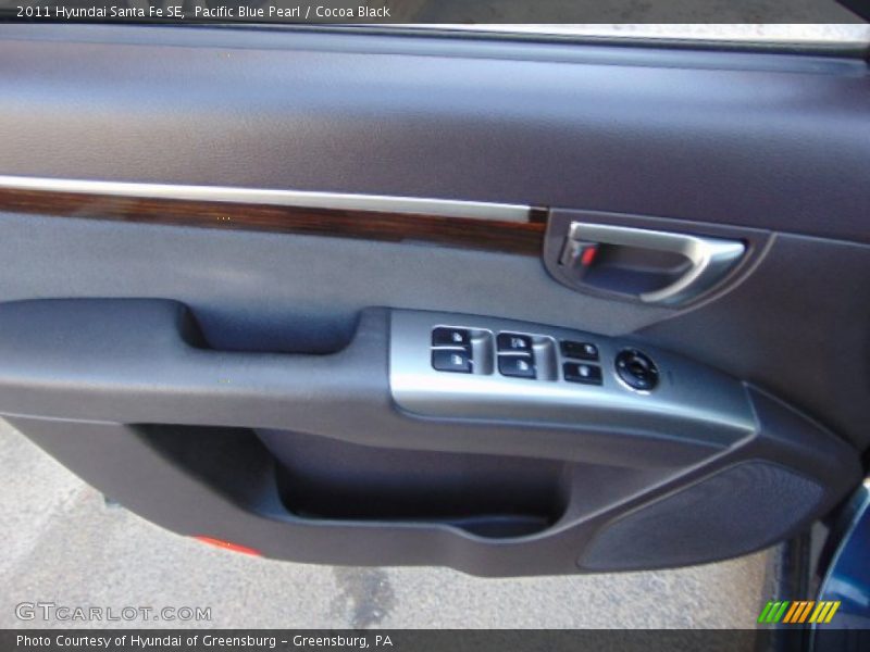 Pacific Blue Pearl / Cocoa Black 2011 Hyundai Santa Fe SE