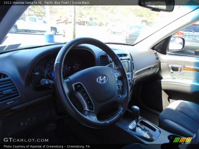 Pacific Blue Pearl / Cocoa Black 2011 Hyundai Santa Fe SE