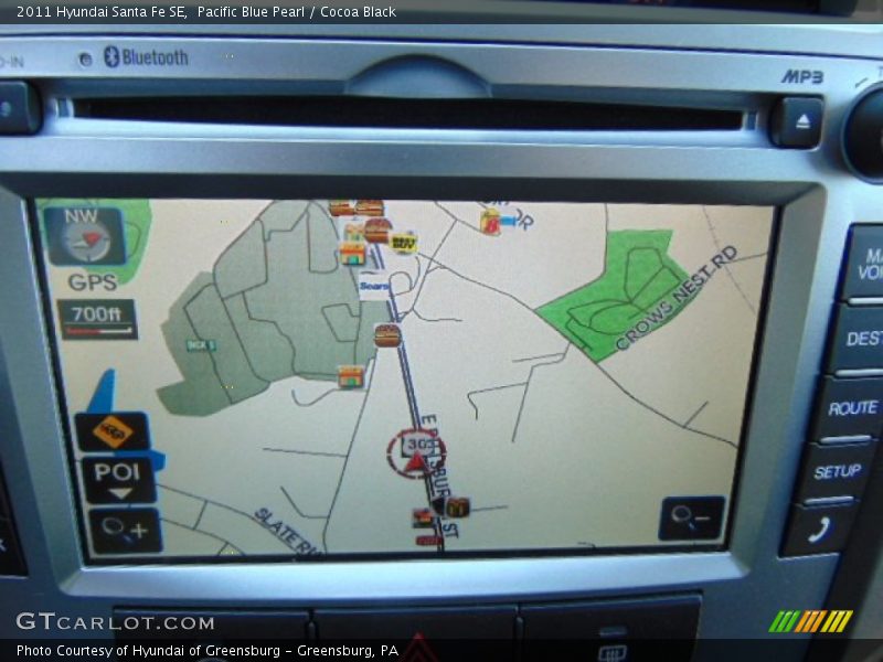 Pacific Blue Pearl / Cocoa Black 2011 Hyundai Santa Fe SE