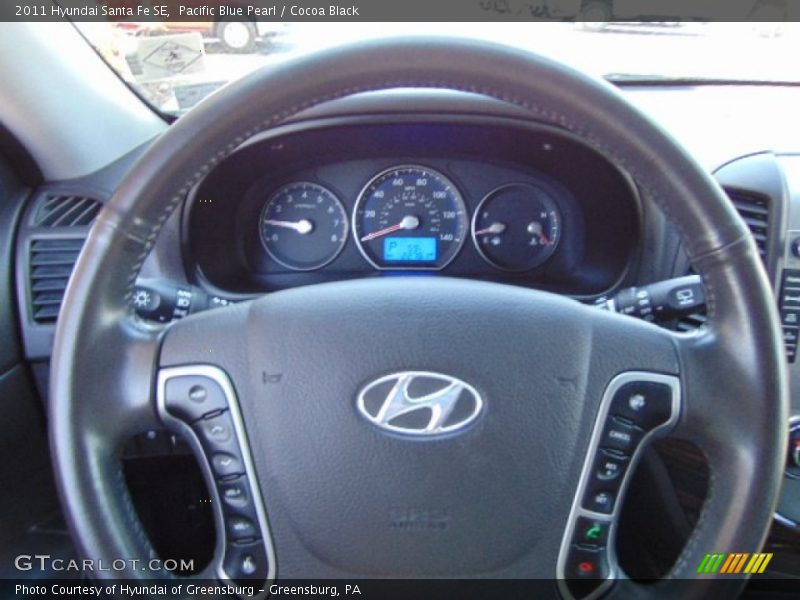 Pacific Blue Pearl / Cocoa Black 2011 Hyundai Santa Fe SE