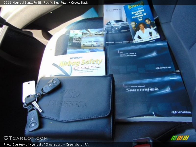 Pacific Blue Pearl / Cocoa Black 2011 Hyundai Santa Fe SE