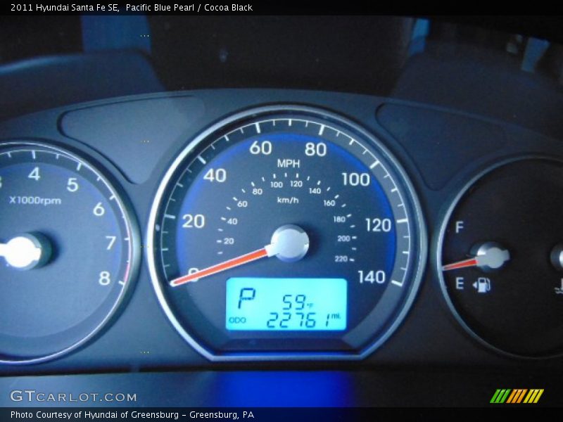 Pacific Blue Pearl / Cocoa Black 2011 Hyundai Santa Fe SE