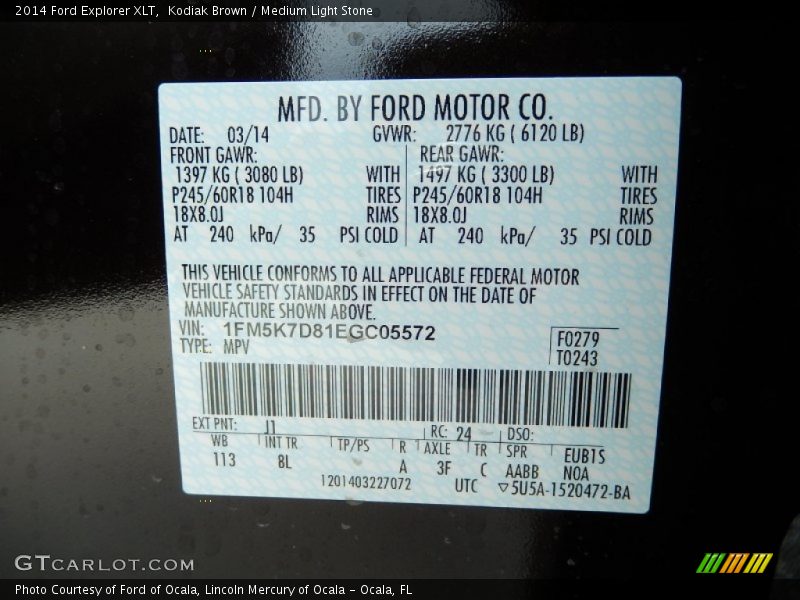 Kodiak Brown / Medium Light Stone 2014 Ford Explorer XLT