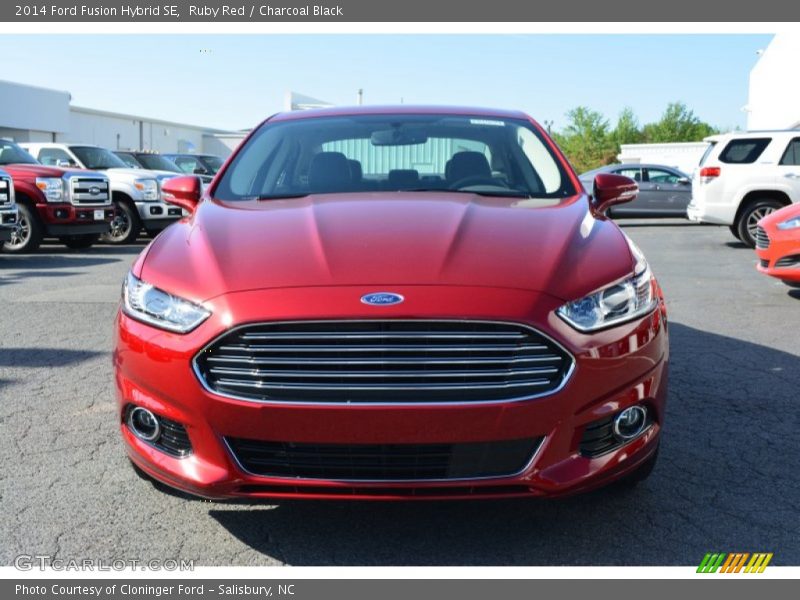 Ruby Red / Charcoal Black 2014 Ford Fusion Hybrid SE