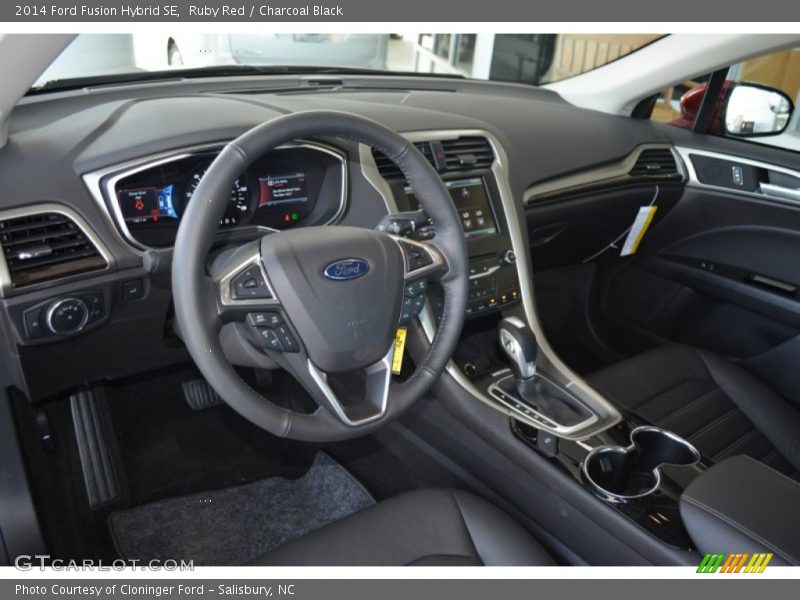 Ruby Red / Charcoal Black 2014 Ford Fusion Hybrid SE