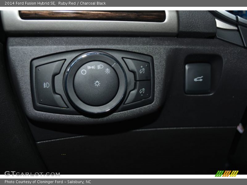 Ruby Red / Charcoal Black 2014 Ford Fusion Hybrid SE