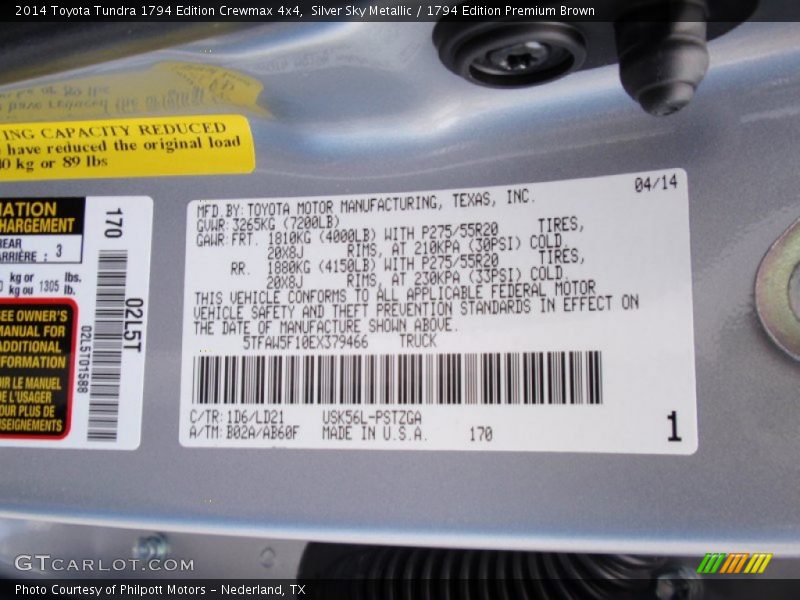 Silver Sky Metallic / 1794 Edition Premium Brown 2014 Toyota Tundra 1794 Edition Crewmax 4x4