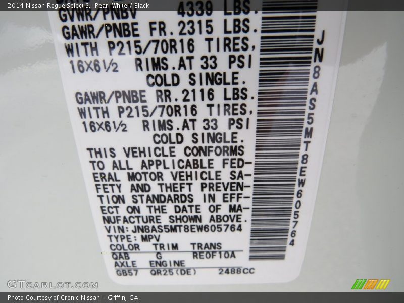 2014 Rogue Select S Pearl White Color Code QAB