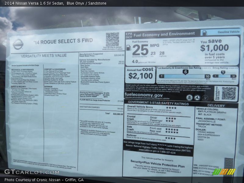 Blue Onyx / Sandstone 2014 Nissan Versa 1.6 SV Sedan