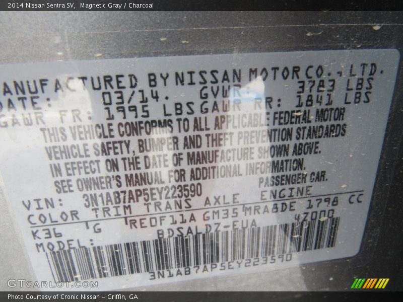 Magnetic Gray / Charcoal 2014 Nissan Sentra SV