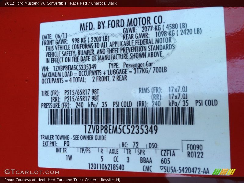 Race Red / Charcoal Black 2012 Ford Mustang V6 Convertible