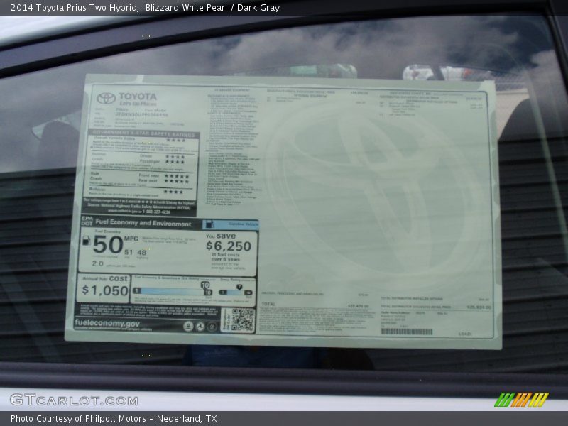Blizzard White Pearl / Dark Gray 2014 Toyota Prius Two Hybrid