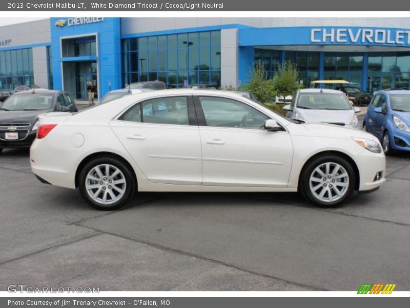 White Diamond Tricoat / Cocoa/Light Neutral 2013 Chevrolet Malibu LT